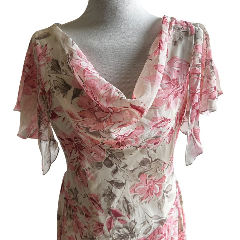 Signature Robbie Bee Midi Dress Floral Chiffon Whimsical Fairy Wedding Size 8 - Picture 6 of 16